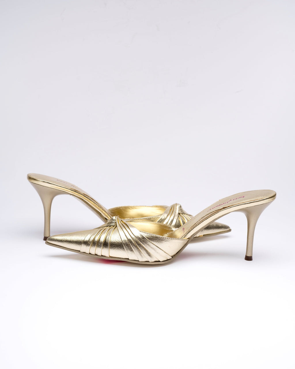 Betty Flowers Gold Leather Mules
