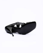 Prada Black Leather Woven Strap Mules