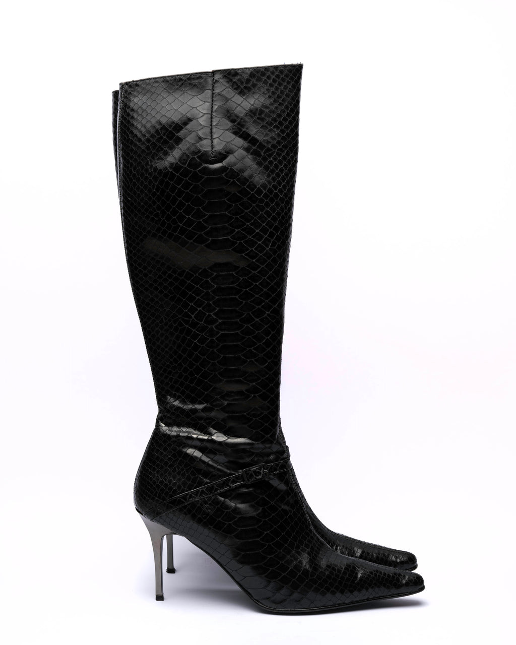 Kalliste Snake-Embossed Leather Knee-High Boots