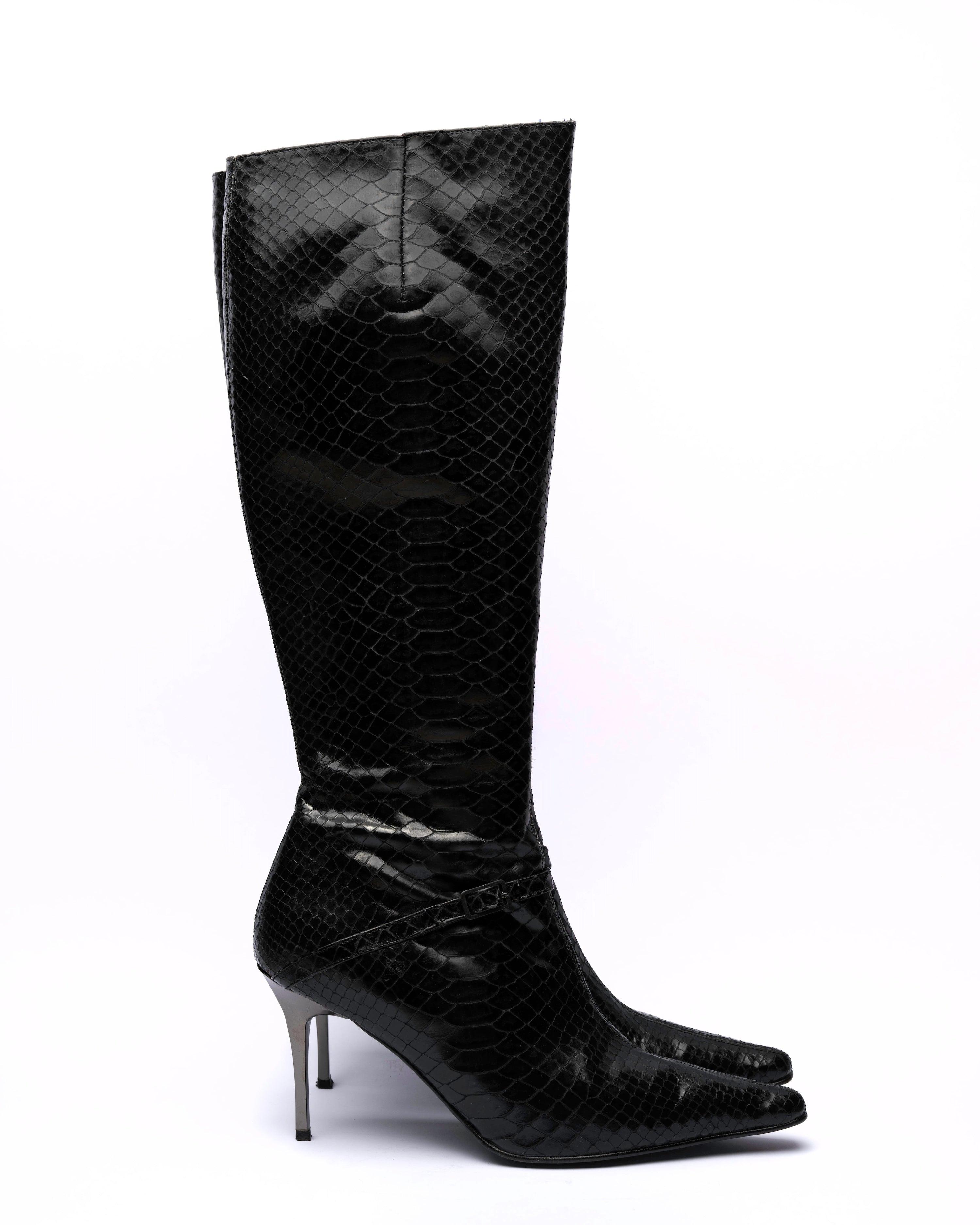 Kalliste Snake-Embossed Leather Knee-High Boots