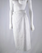 Norma White Leather Midi Skirt