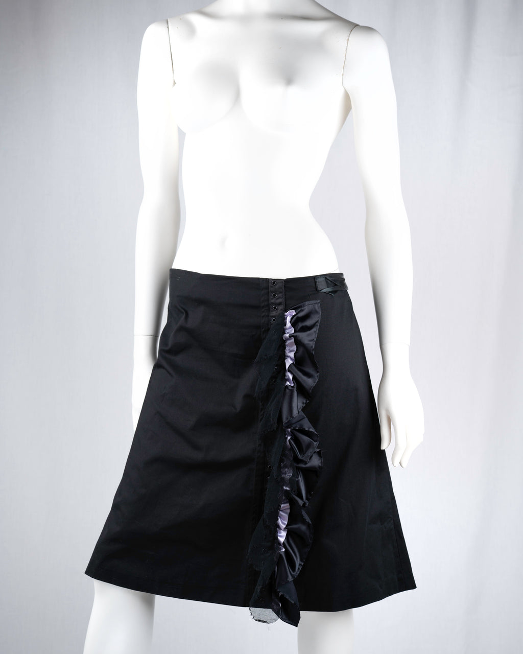 D&G Dolce & Gabbana Black Cotton A-Line Skirt