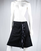 D&G Dolce & Gabbana Black Cotton A-Line Skirt