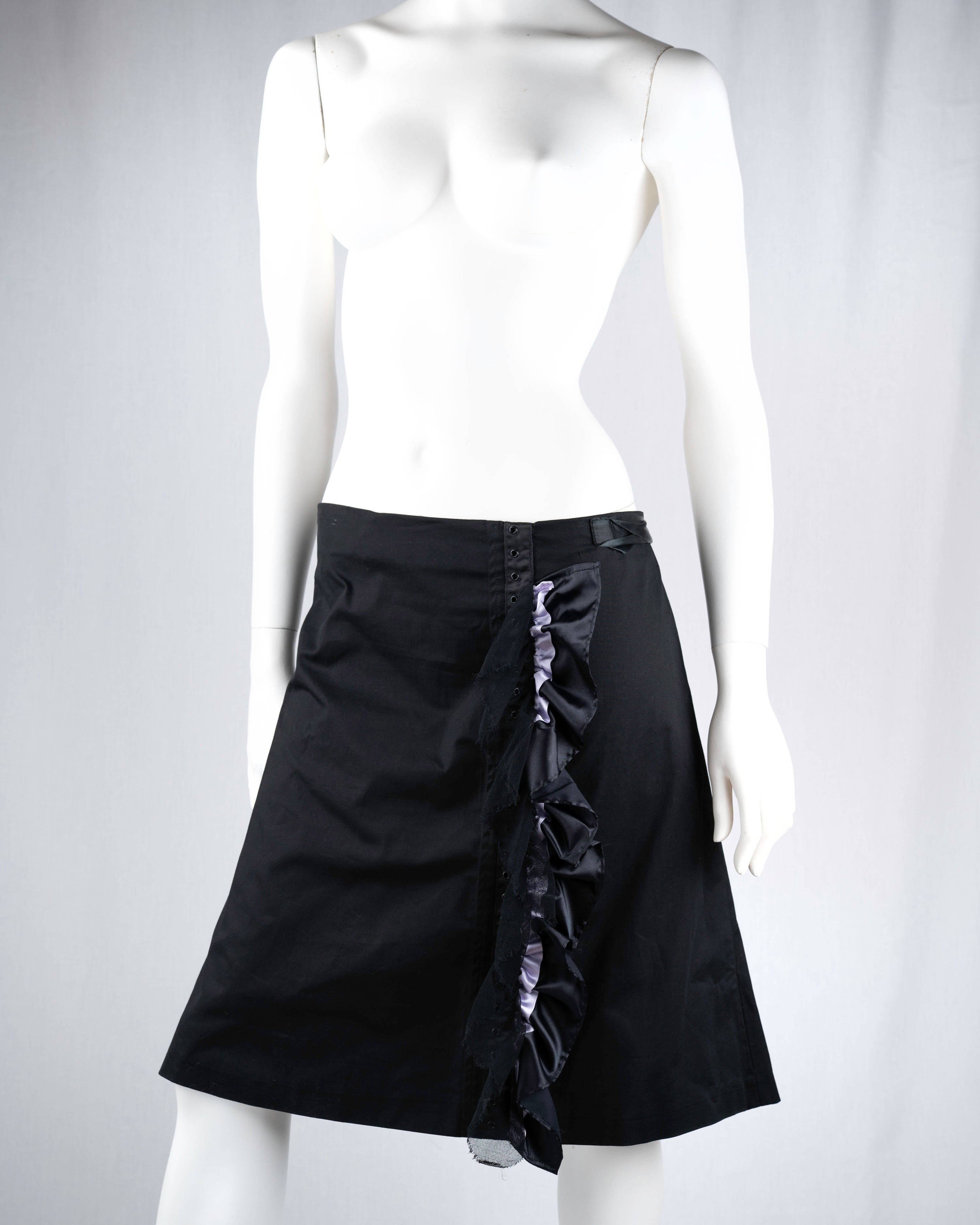 D&G Dolce & Gabbana Black Cotton A-Line Skirt