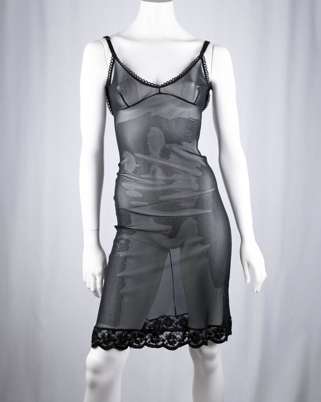 Black Sequin Open-Back Slip Dress