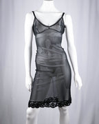 Black Sequin Open-Back Slip Dress