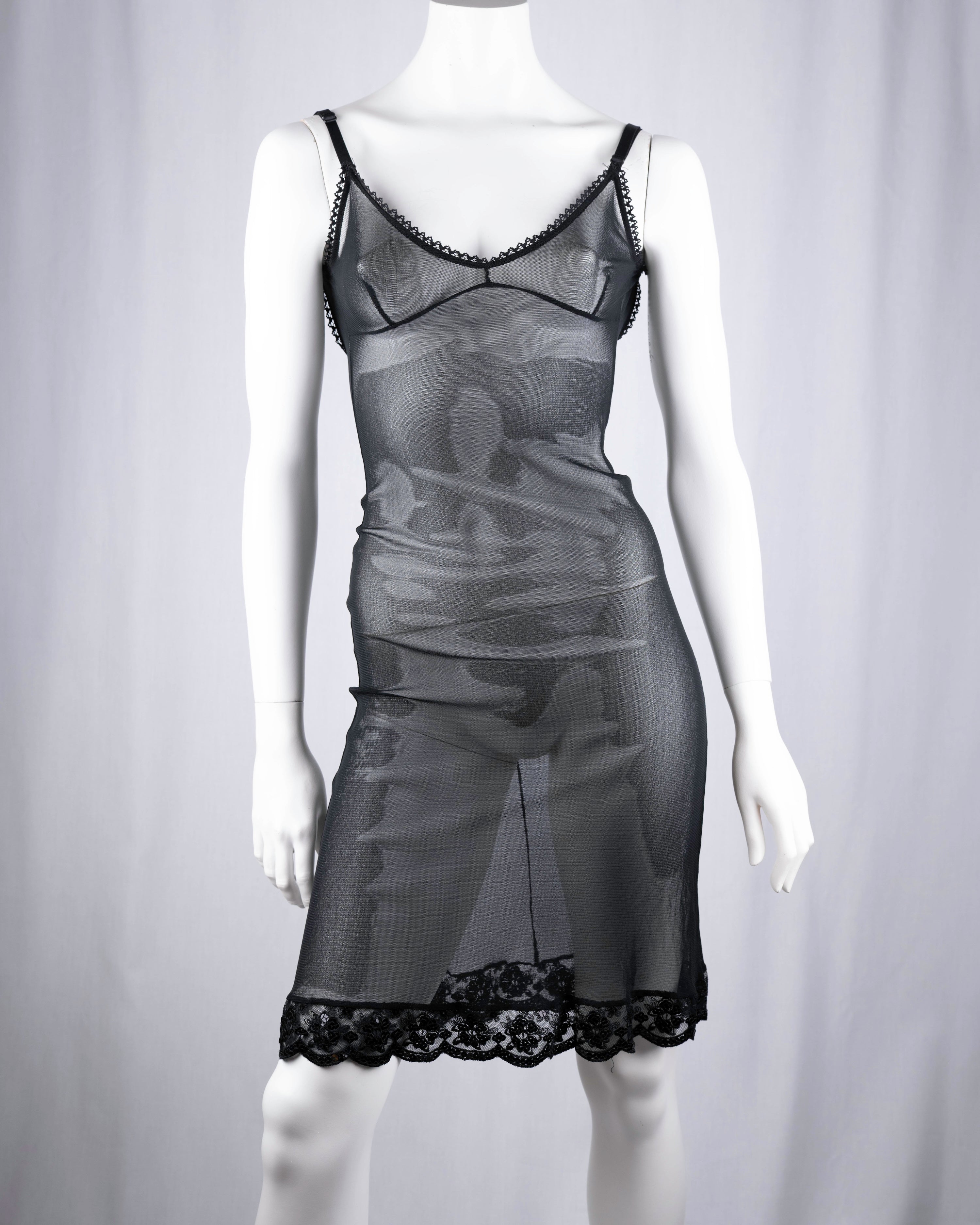 Black Sequin Open-Back Slip Dress