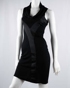 Sisley Black Viscose Cowl-Neck Mini Dress