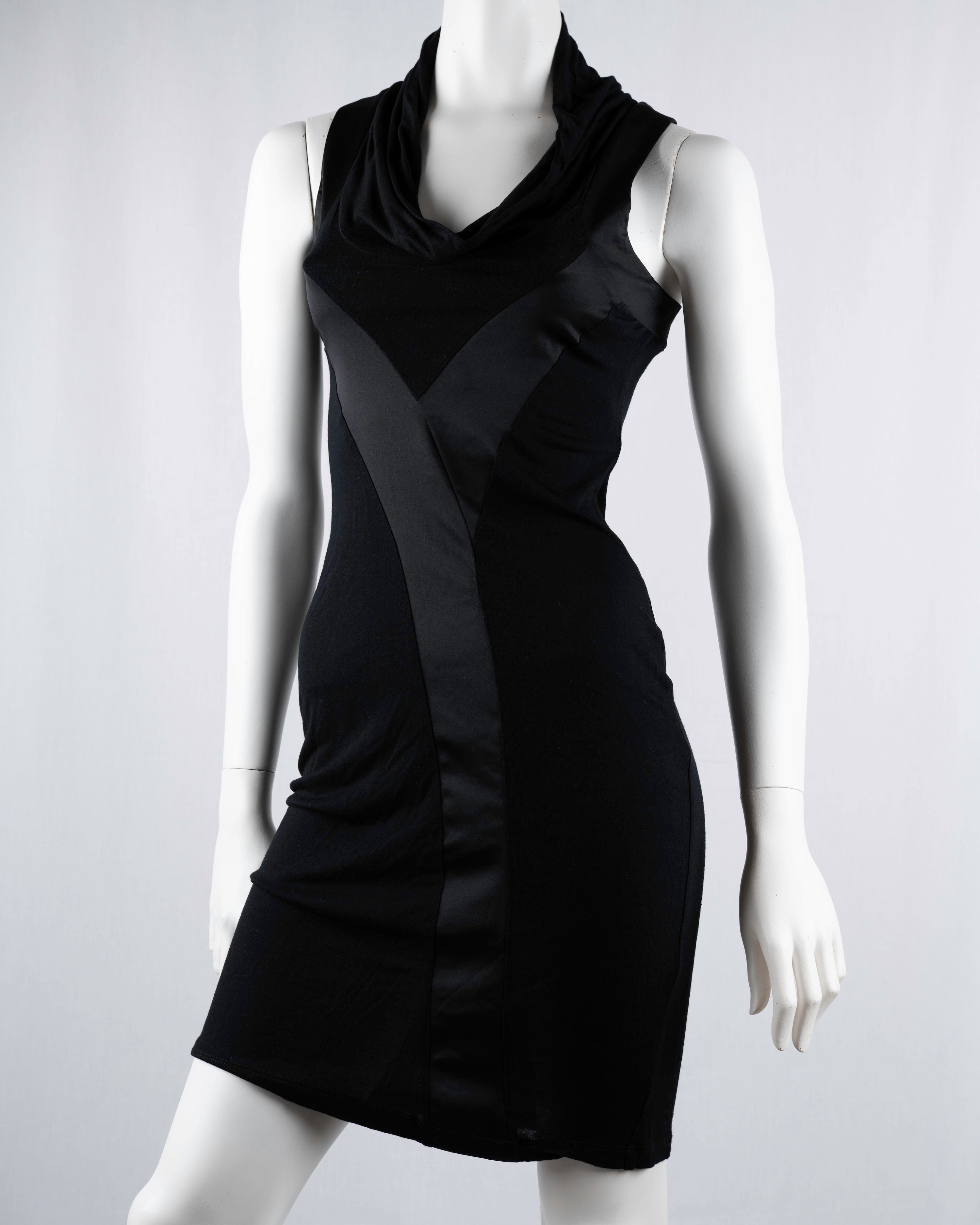 Sisley Black Viscose Cowl-Neck Mini Dress