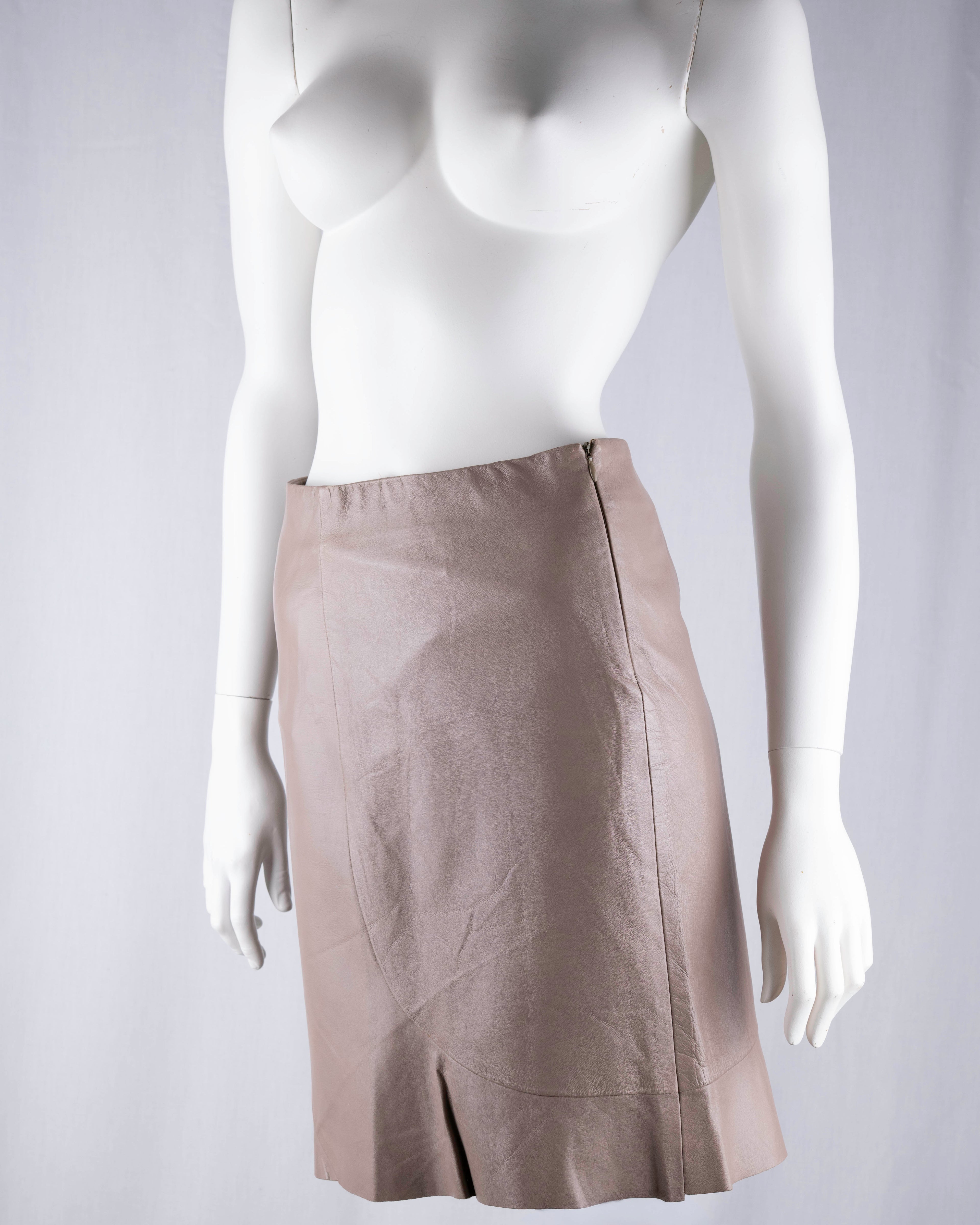 Lola Taupe Leather Mini Skirt
