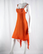 Max Mara Silk Open Back Handkerchief Hem Dress