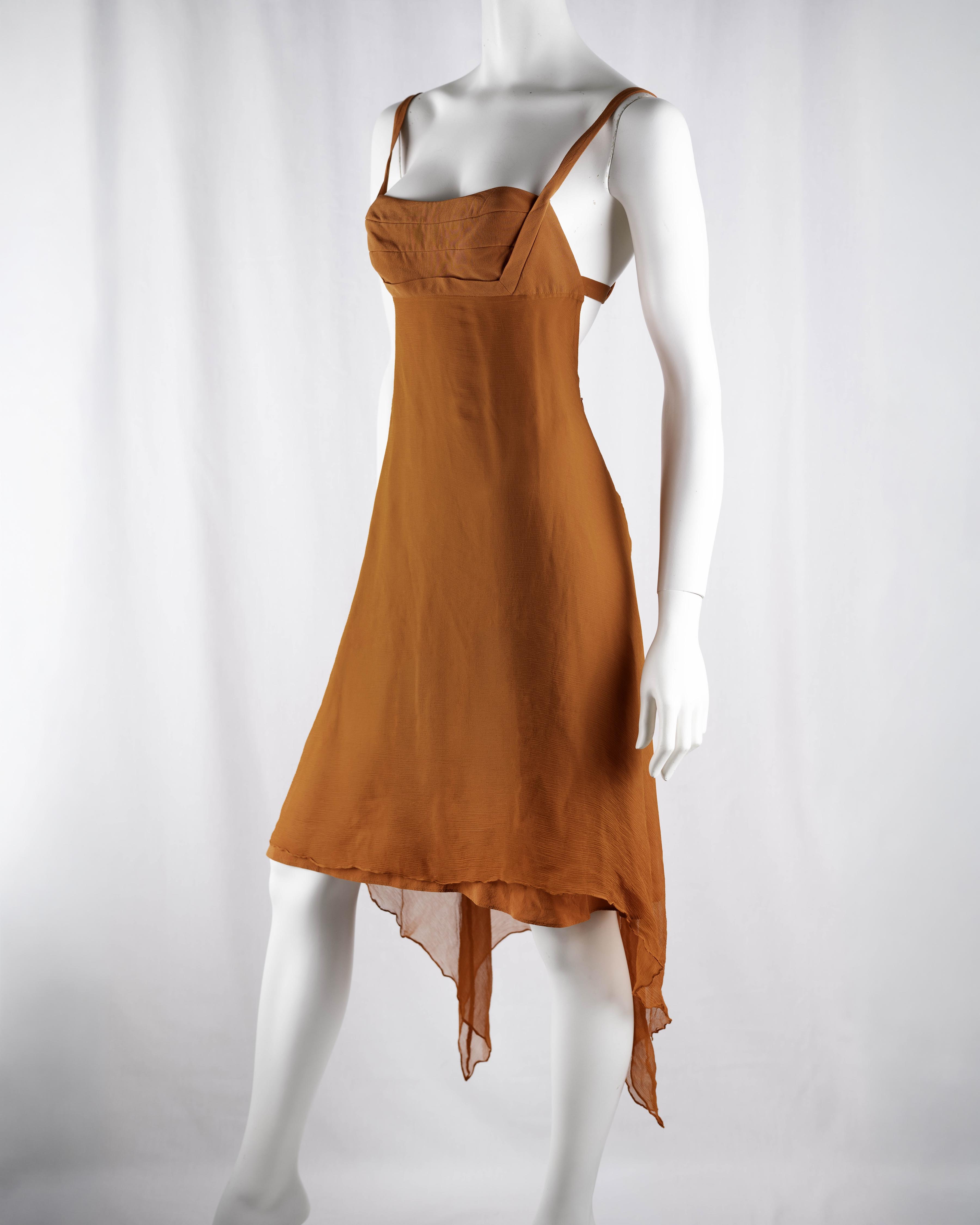 Max Mara Silk Open Back Handkerchief Hem Dress