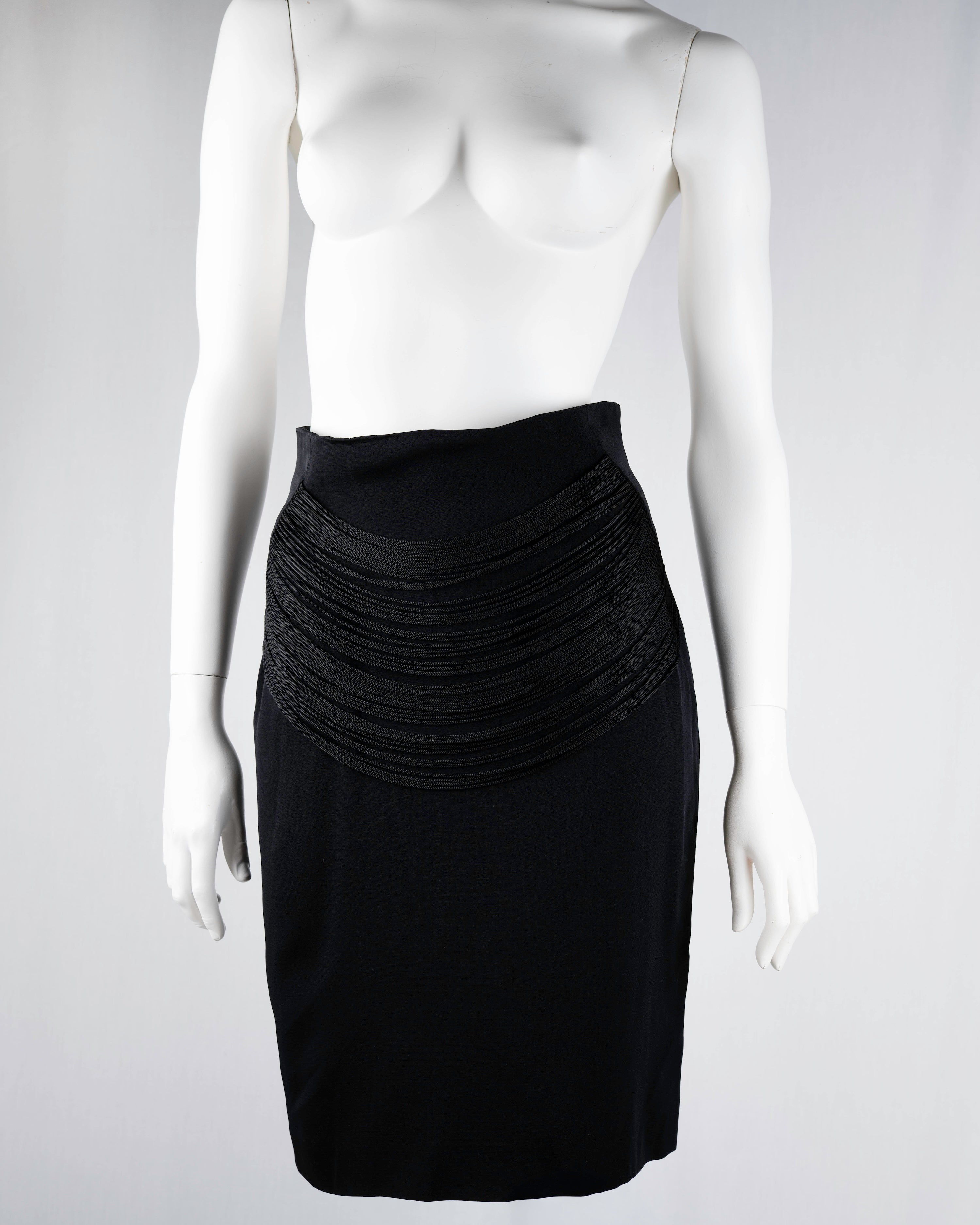Moschino Couture Black Fringe Pencil Skirt