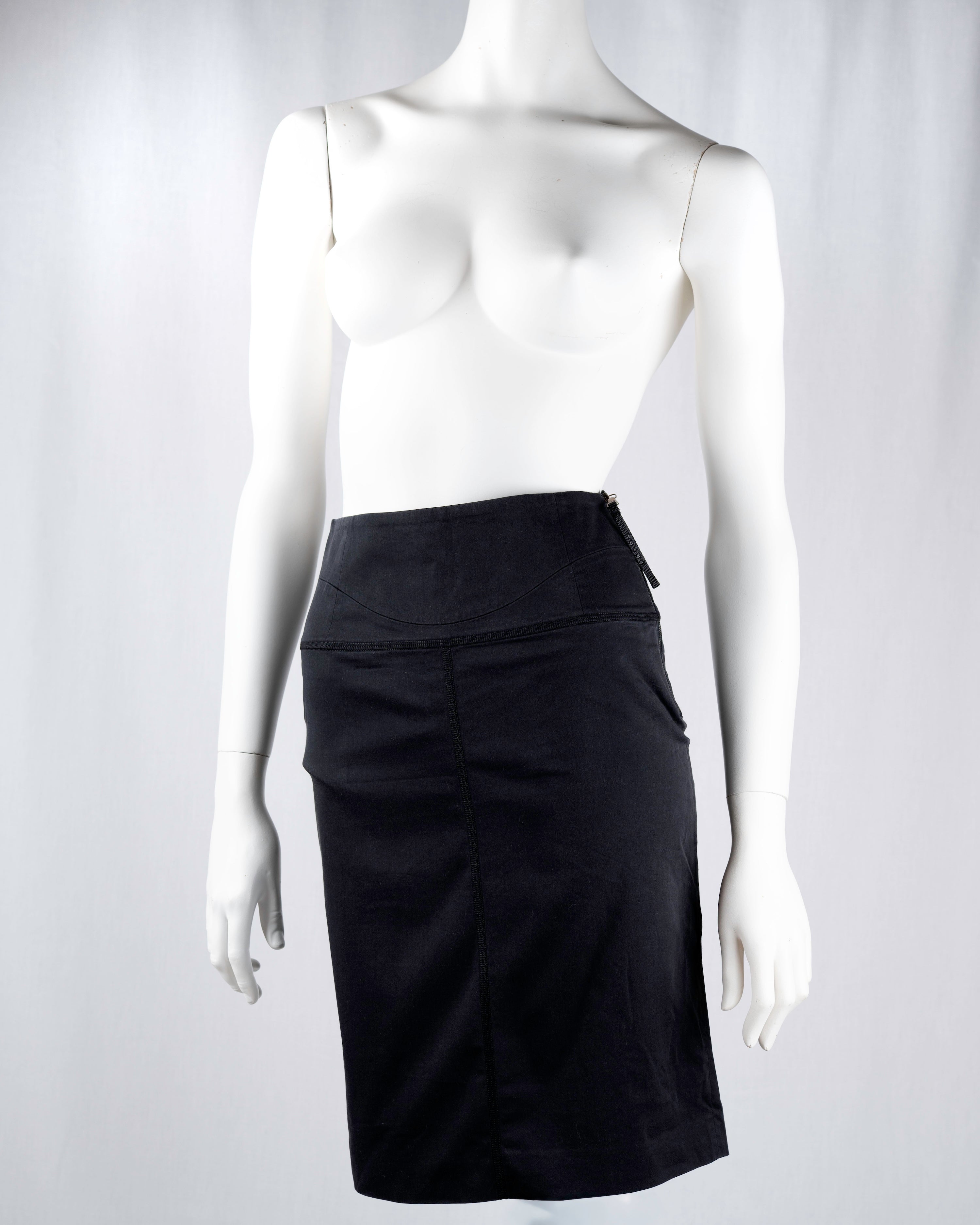 Prada Black High-Waist Pencil Skirt with Side Zip