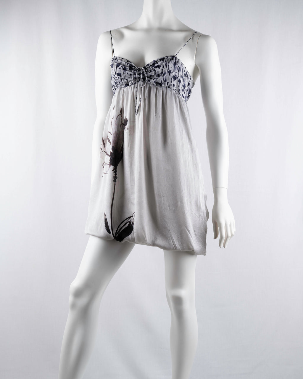 Patrizia Pepe Silk Floral Print Bubble Mini Dress