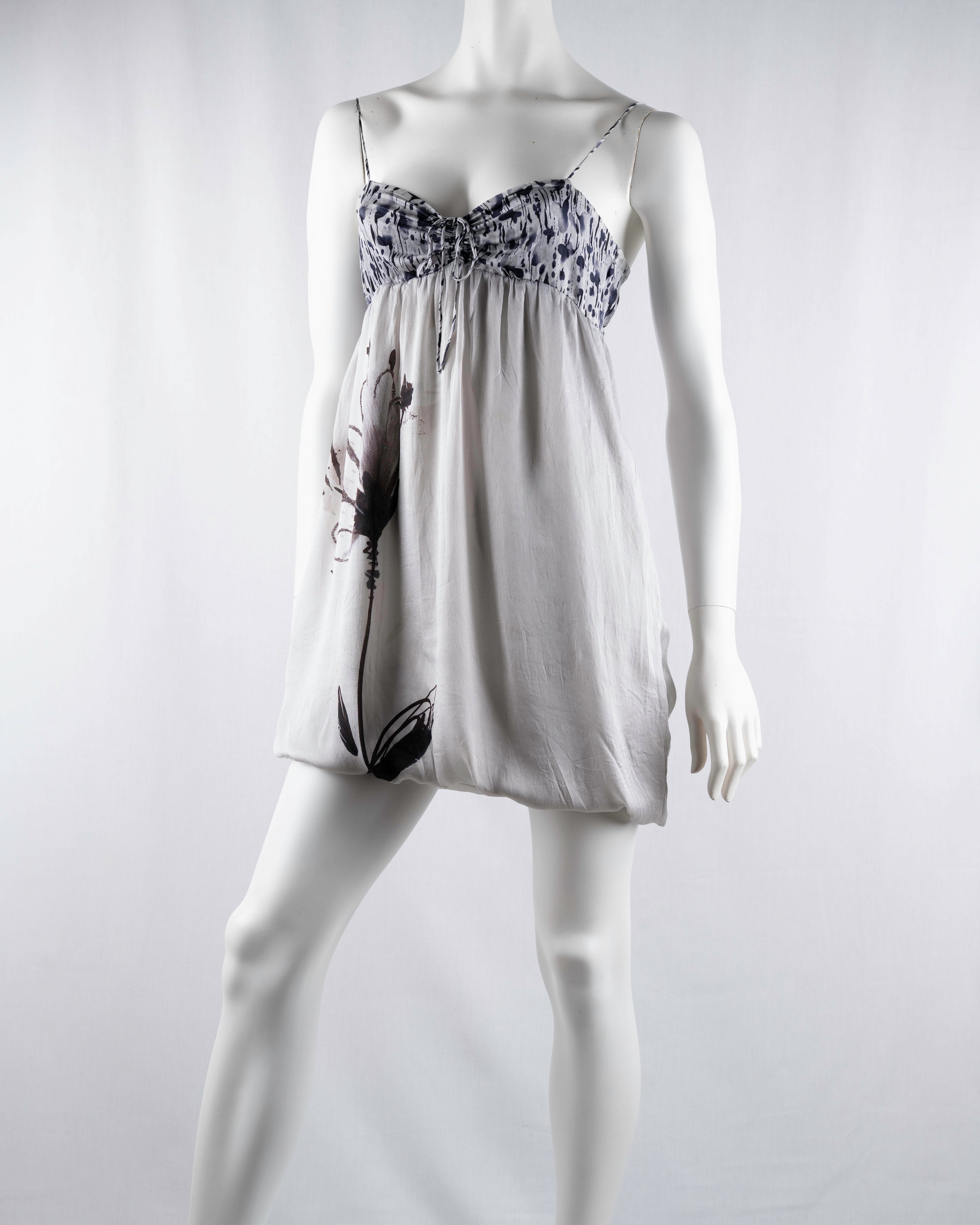 Patrizia Pepe Silk Floral Print Bubble Mini Dress
