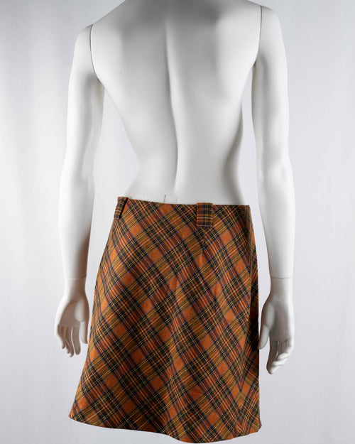 Biba Plaid Wool Skirt