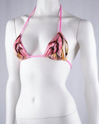 Roberto Cavalli Beachwear Pink Feather Print Bikini Top