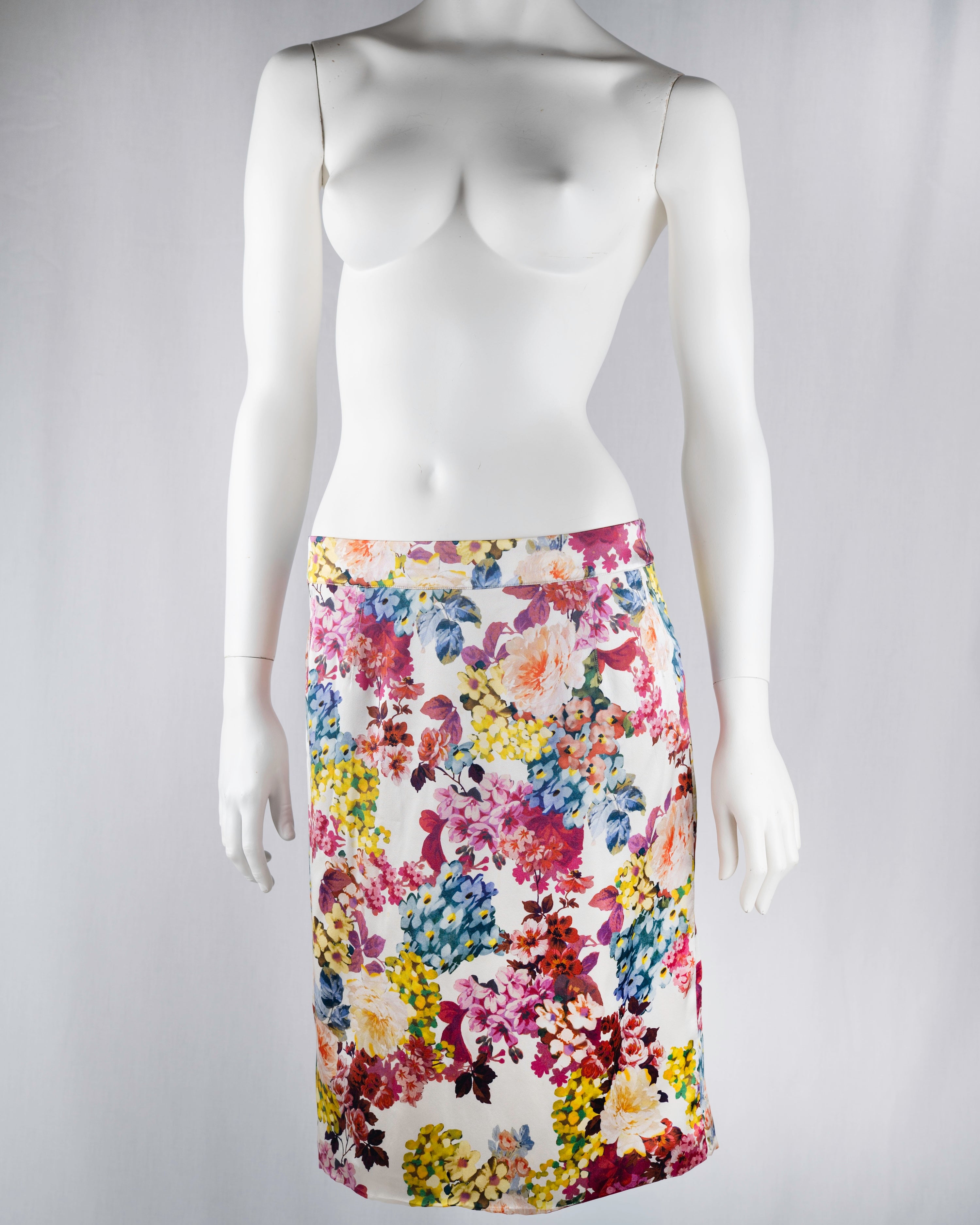 D&G Dolce & Gabbana Floral Silk Pencil Skirt