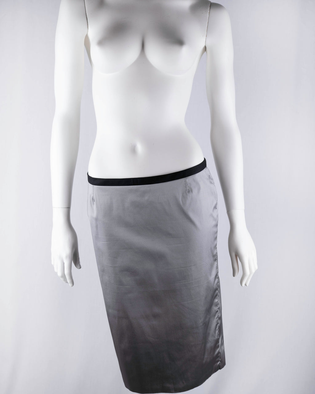 Dolce & Gabbana Silver Silk Pencil Skirt