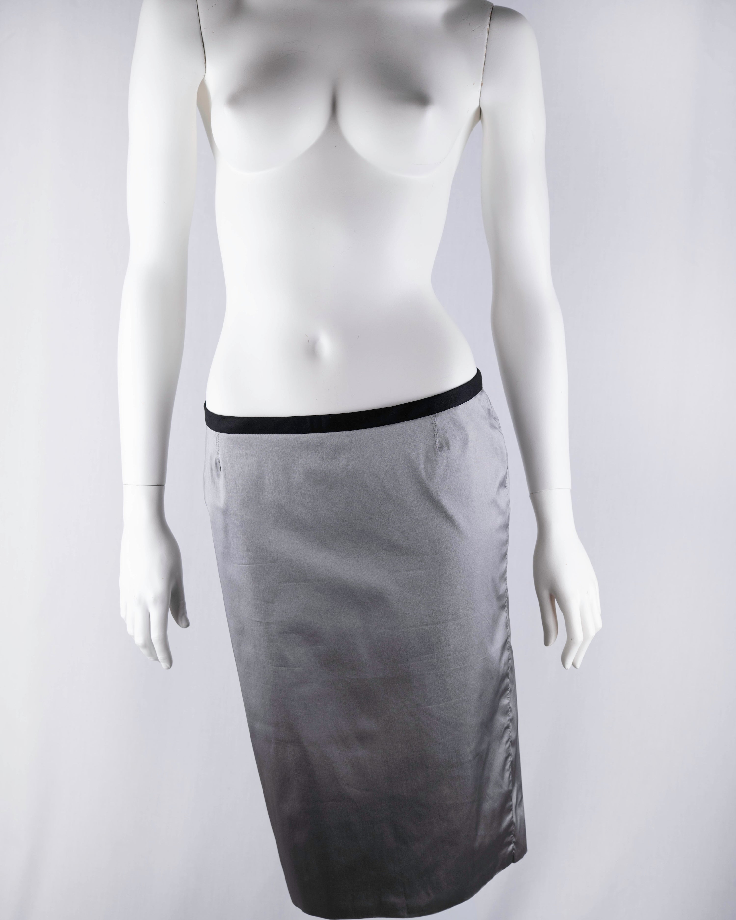 Dolce & Gabbana Silver Silk Pencil Skirt