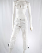 Patrizia Pepe Firenze White Pinstripe Lace-Up Capri Pants