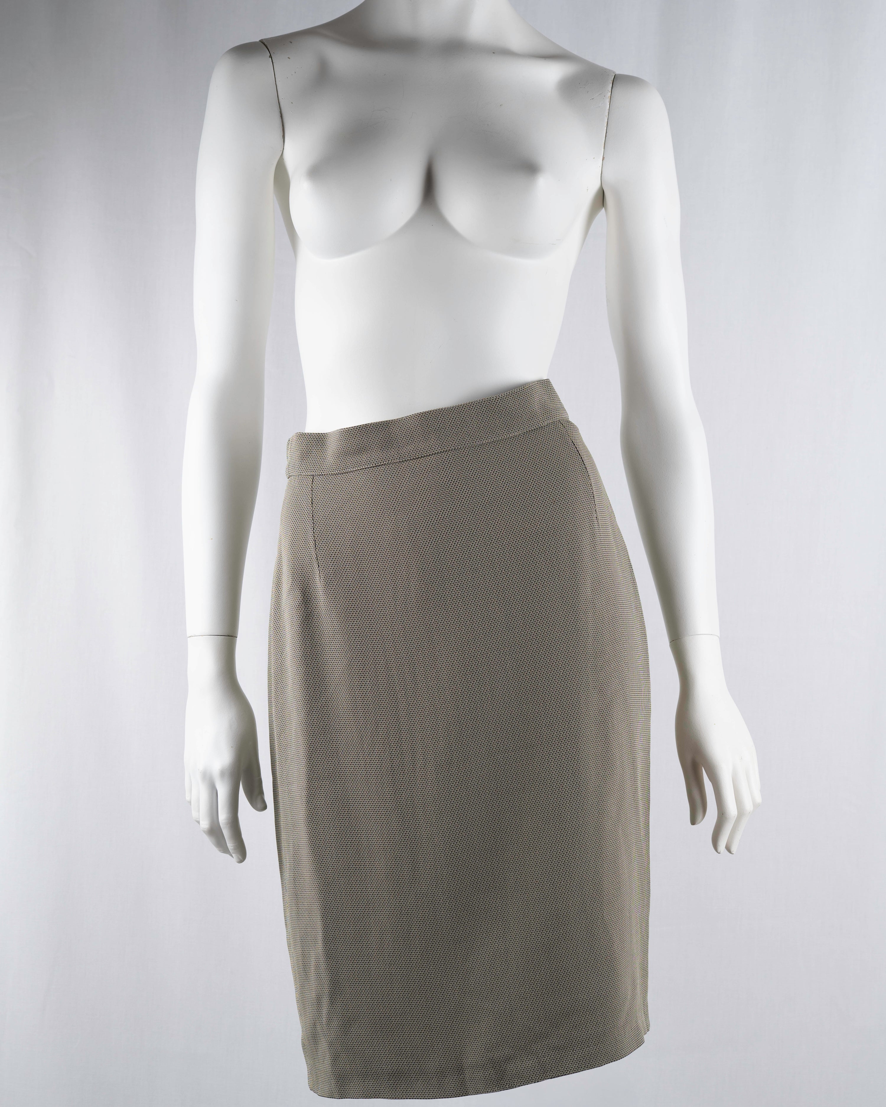 Max Mara Sage Green Textured Pencil Skirt