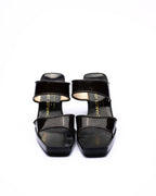 Charles Jourdan Black Patent Leather Platform Mules