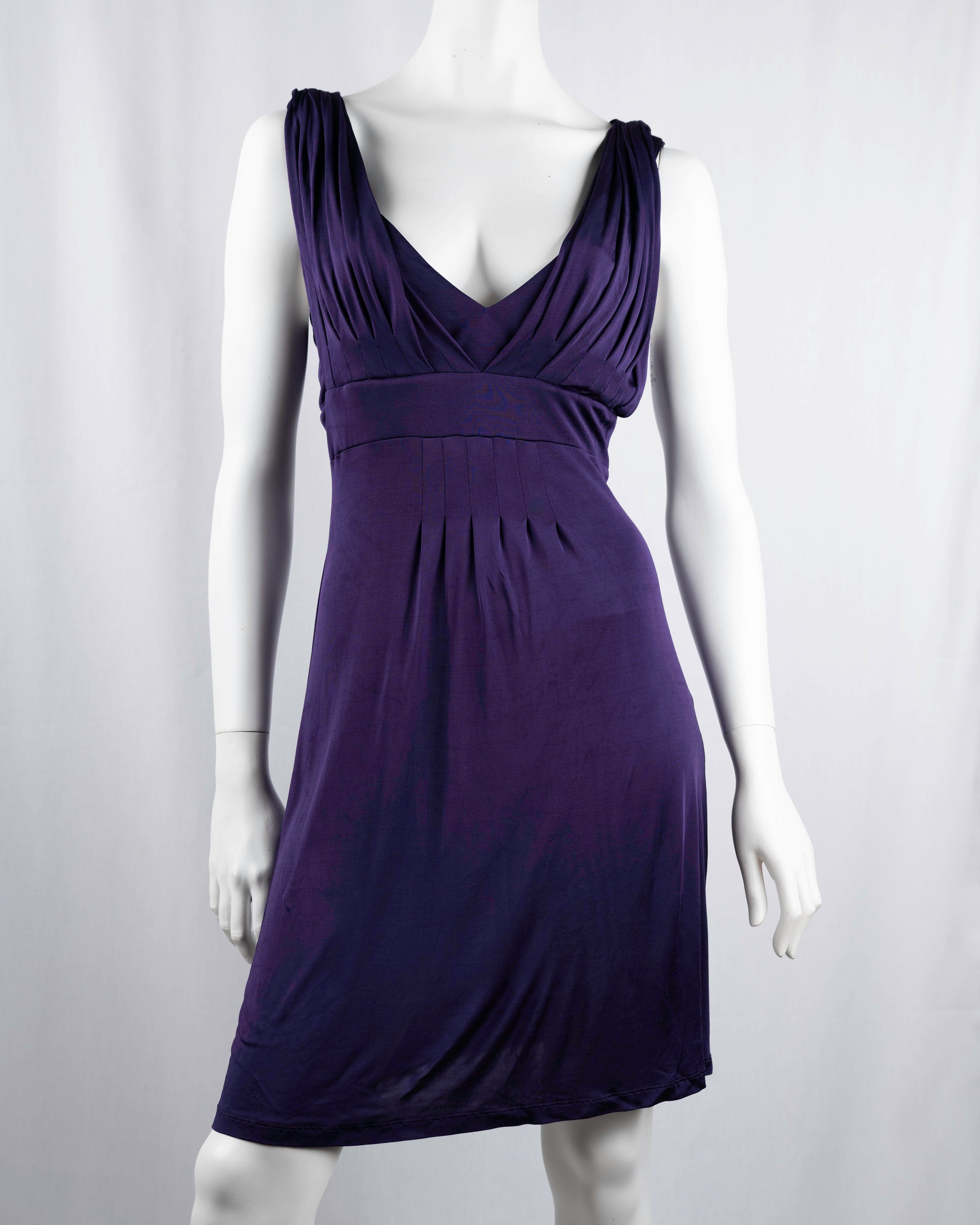 Max&Co. Deep Purple V-Neck Empire Waist Mini Dress