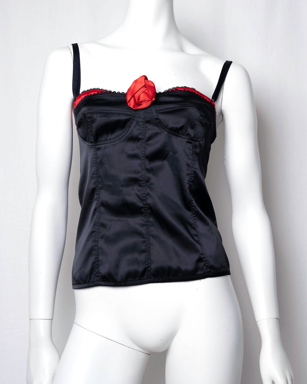 Denny Rose Black Satin Two-Piece Set Top & Bustier