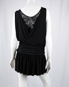 Morgan de Toi Black Lace Insert Draped Mini Dress