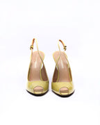 Emporio Armani Patent Leather Lucite Wedge Slingbacks