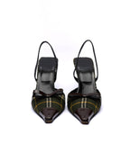 Moschino Plaid Patent Leather Slingback Heels