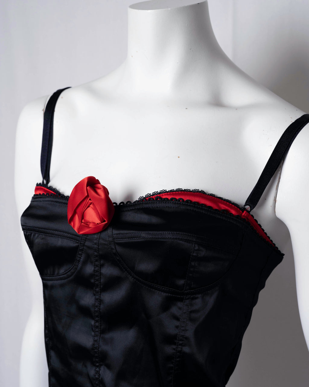 Denny Rose Black Satin Two-Piece Set Top & Bustier