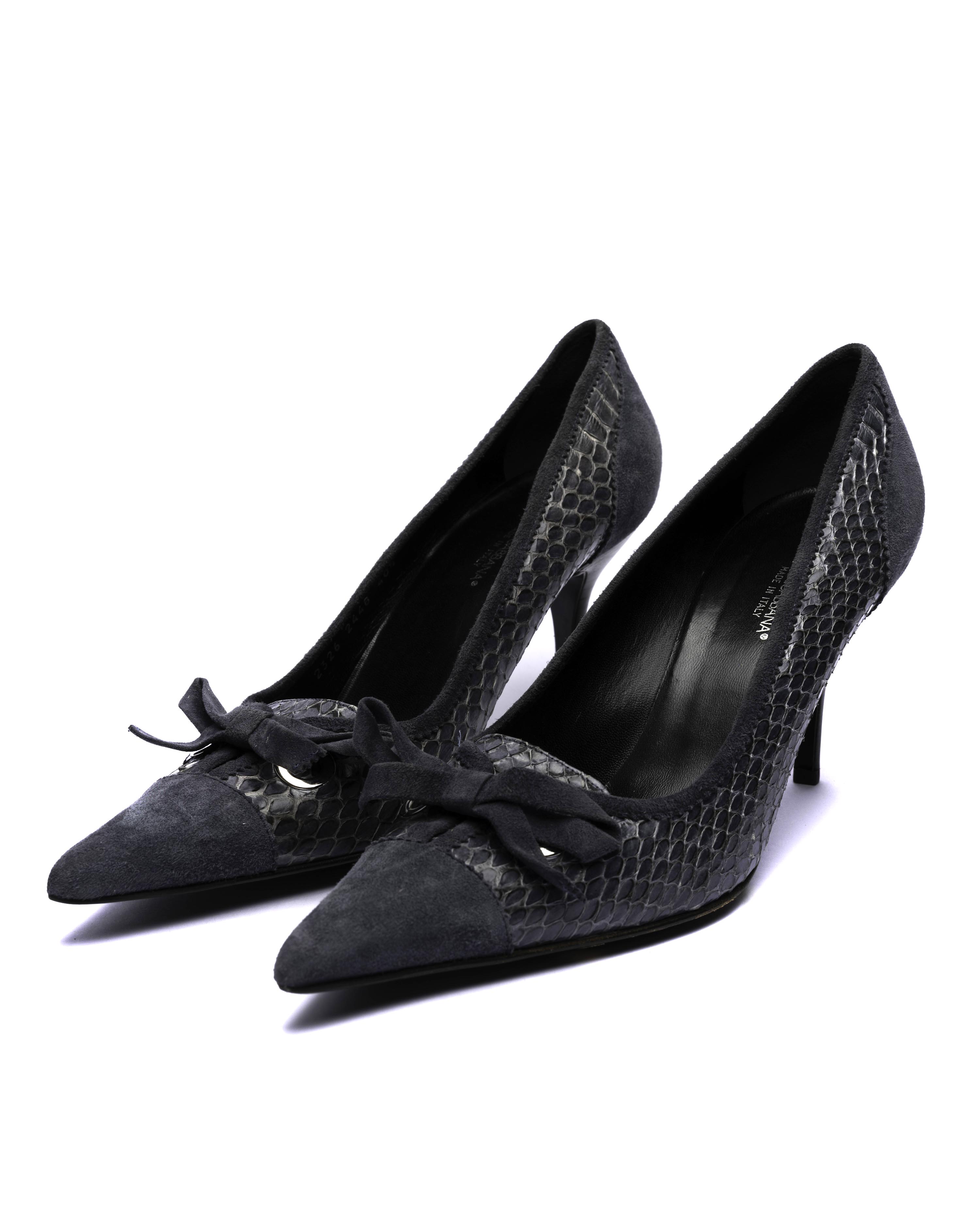 Dolce & Gabbana Suede & Leather Bow Pumps