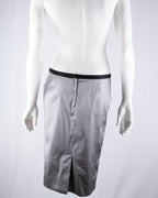 Dolce & Gabbana Silver Silk Pencil Skirt
