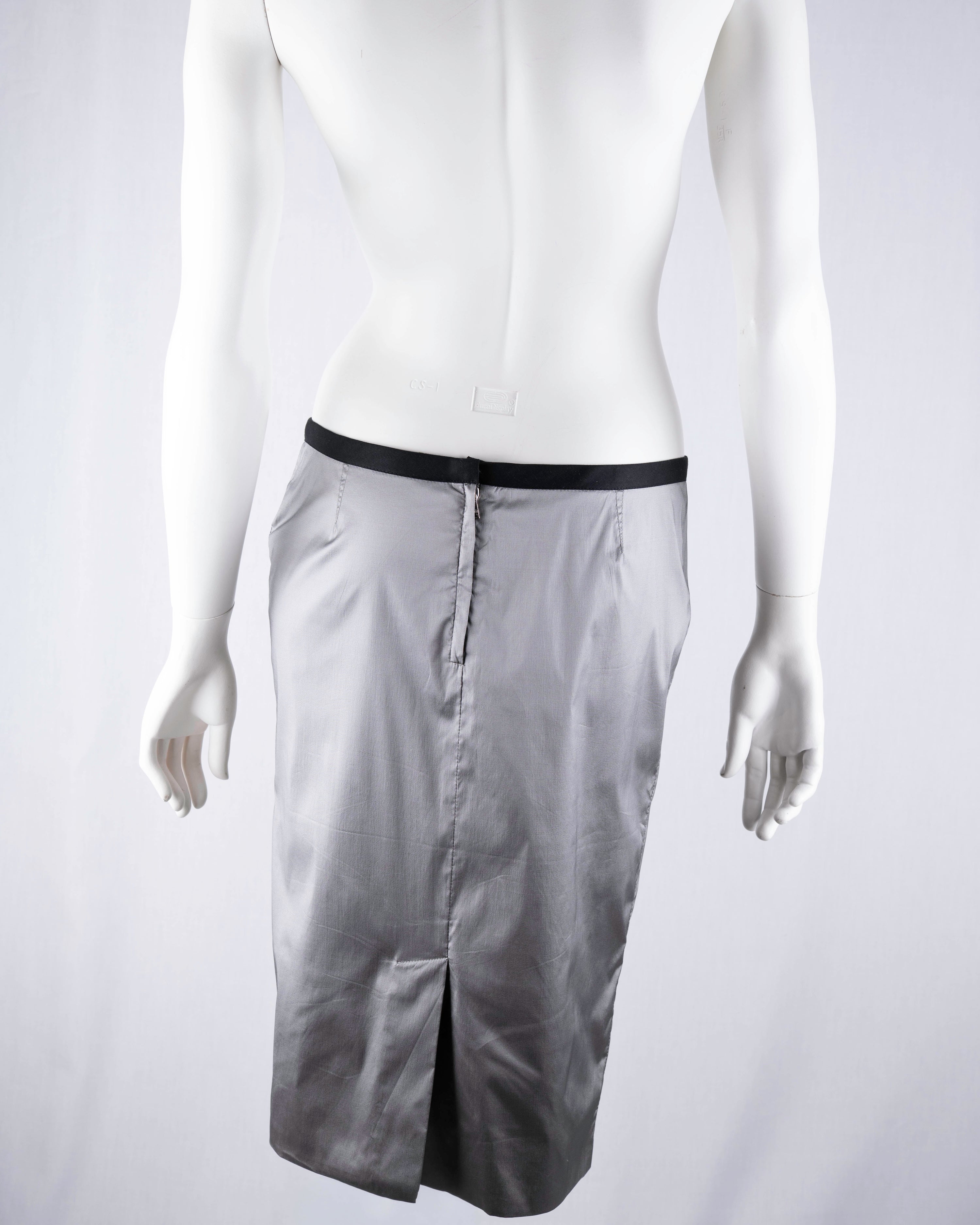 Dolce & Gabbana Silver Silk Pencil Skirt