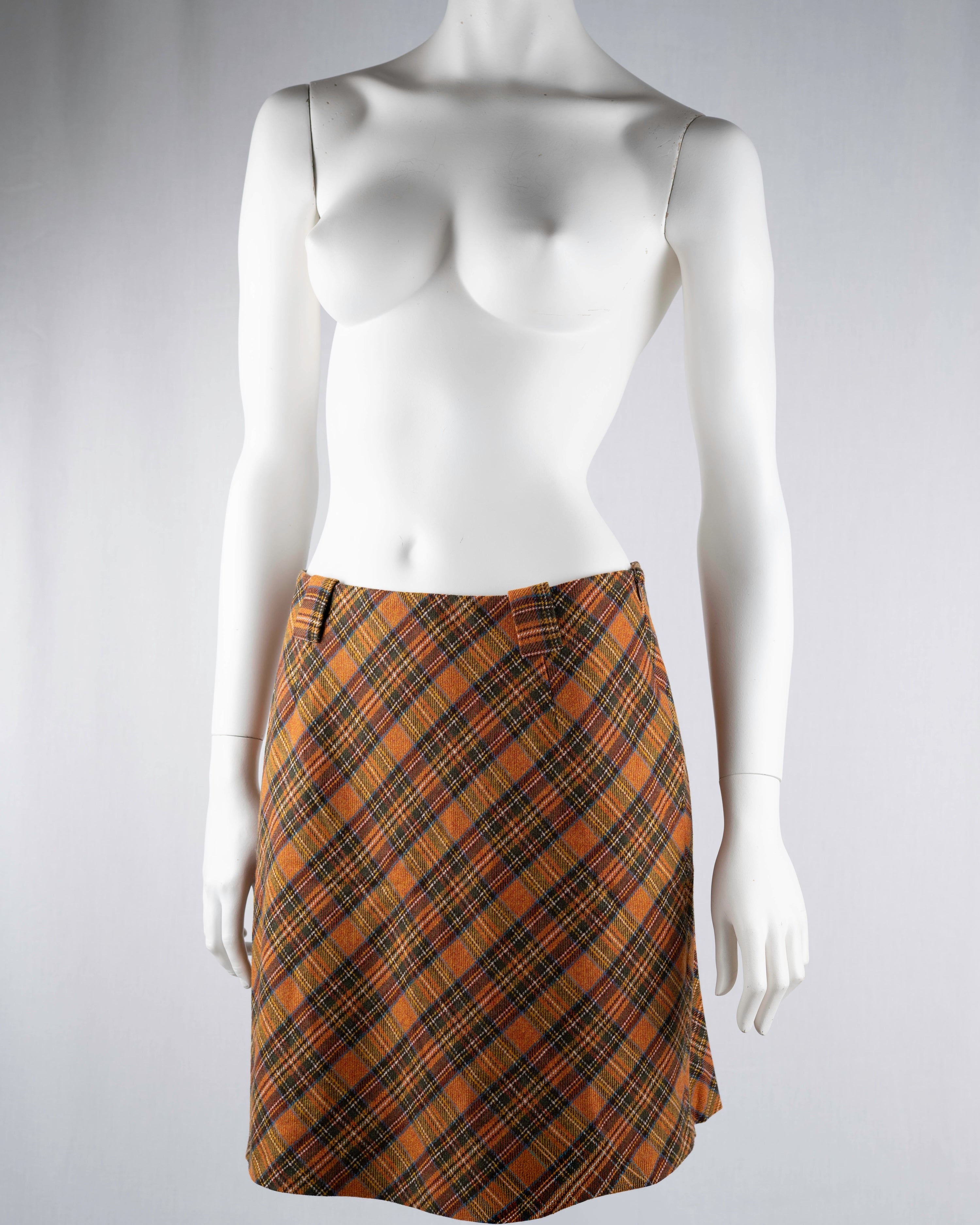 Biba Plaid Wool Skirt