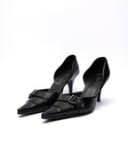 Any Leather Pointed buckle Pumps