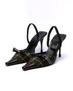 Moschino Plaid Patent Leather Slingback Heels