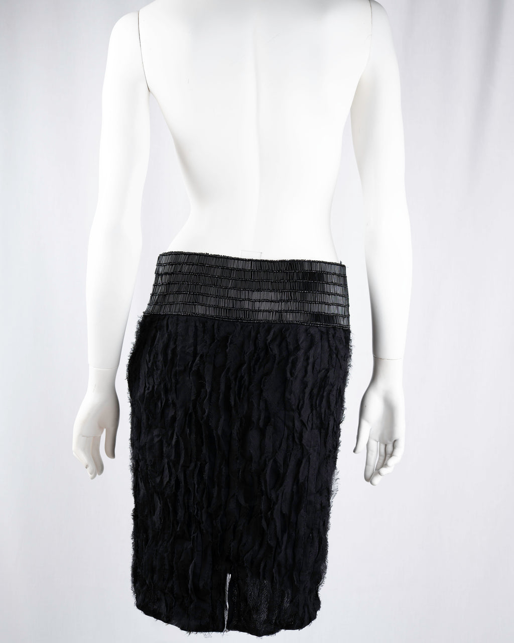 Patrizia Pepe Black Silk Beaded Fringe Skirt