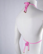 Roberto Cavalli Beachwear Pink Feather Print Bikini Top