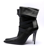 SHY Leather Wrap-Strap Fold-Over Ankle Boots