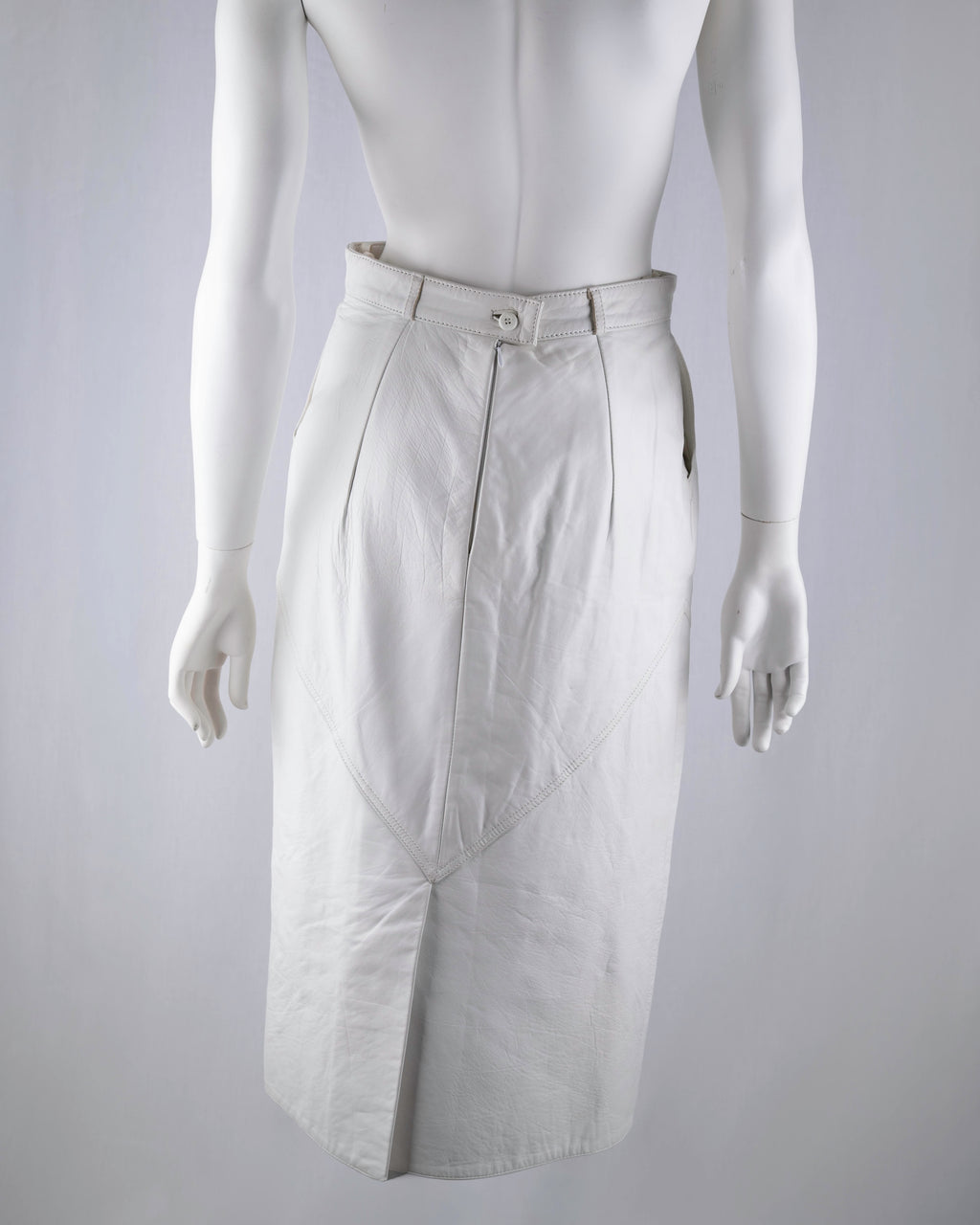 Norma White Leather Midi Skirt