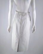 Norma White Leather Midi Skirt