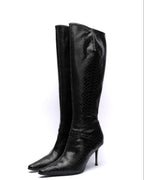 Kalliste Snake-Embossed Leather Knee-High Boots