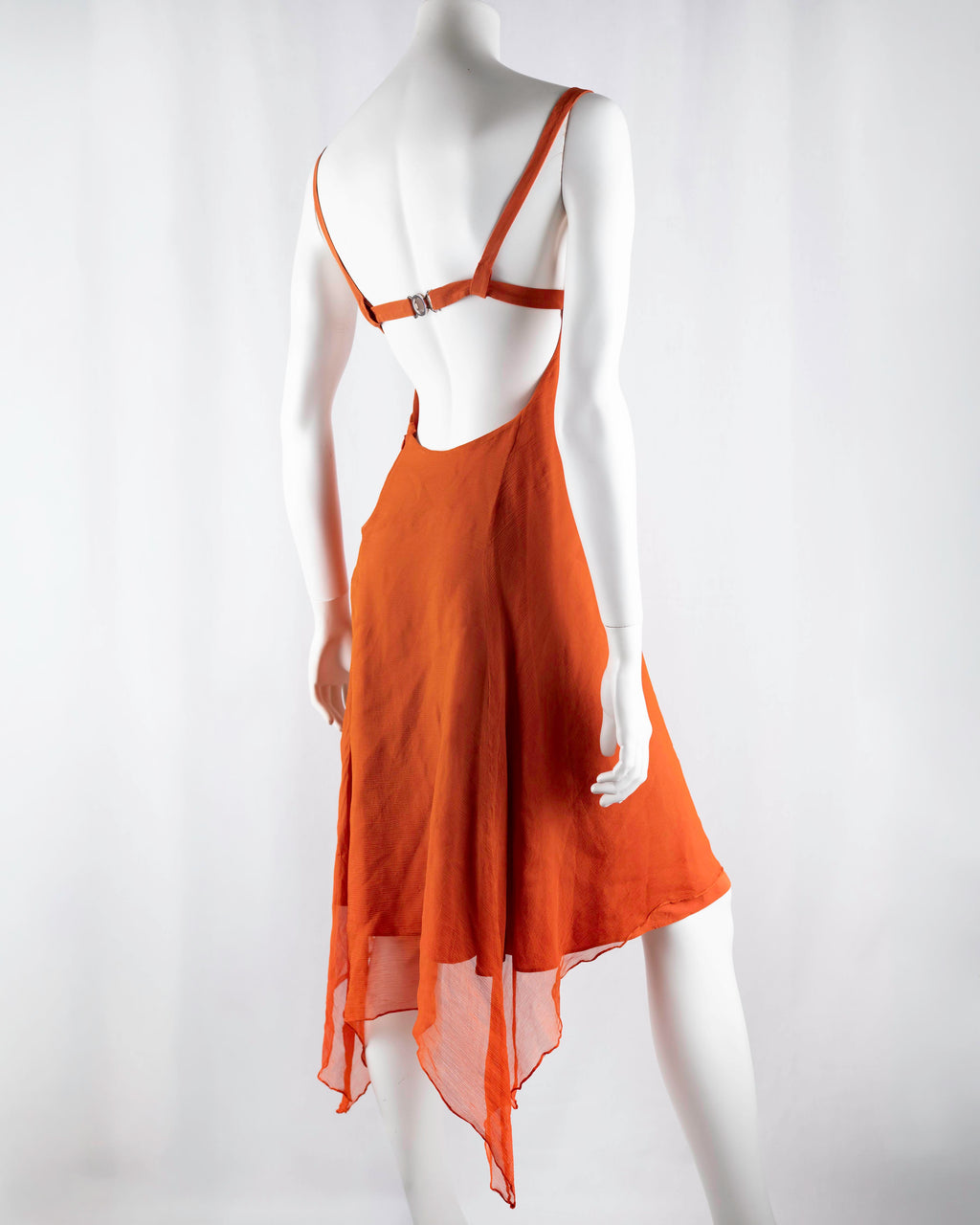 Max Mara Silk Open Back Handkerchief Hem Dress