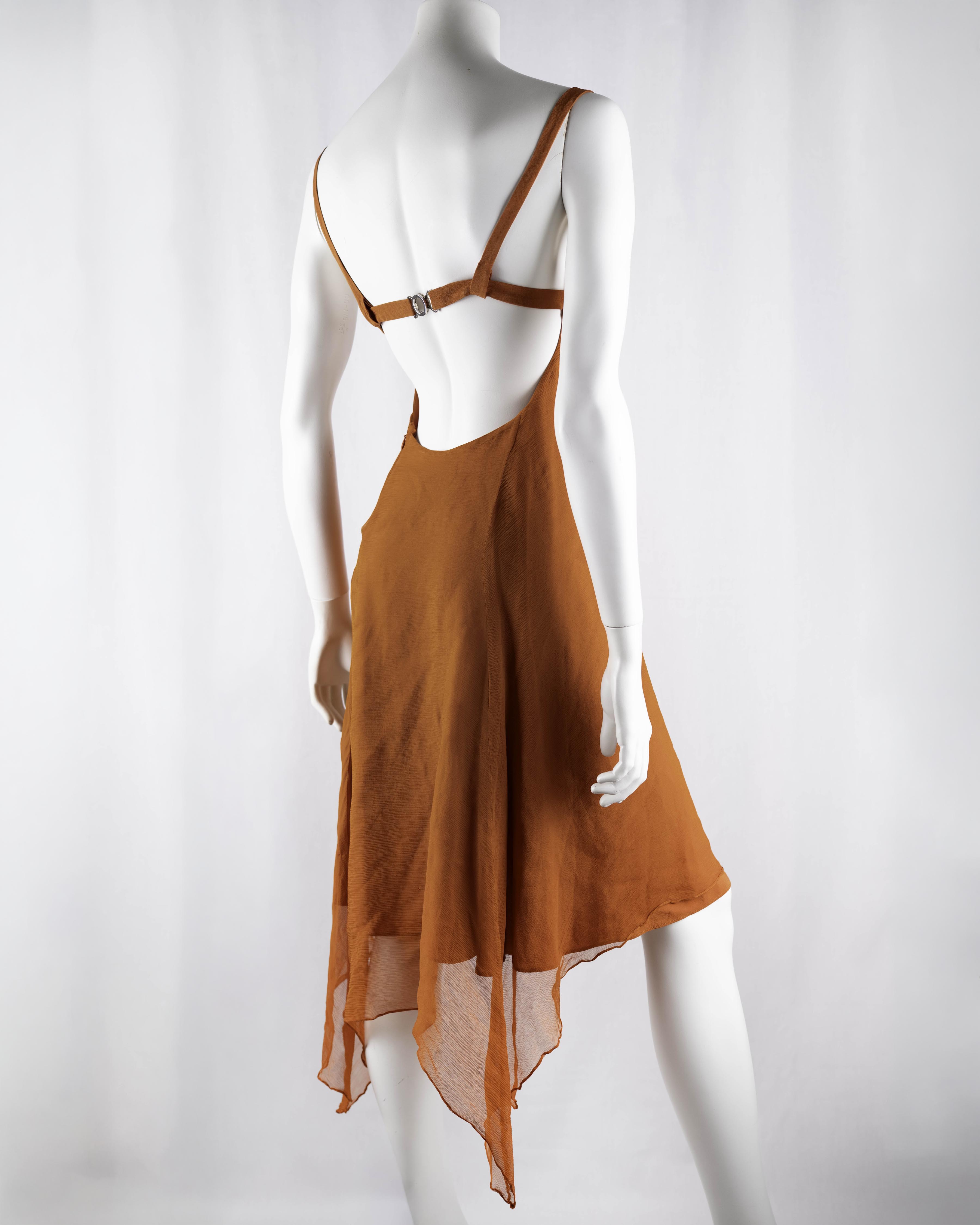 Max Mara Silk Open Back Handkerchief Hem Dress