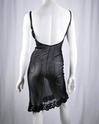 Black Sequin Open-Back Slip Dress