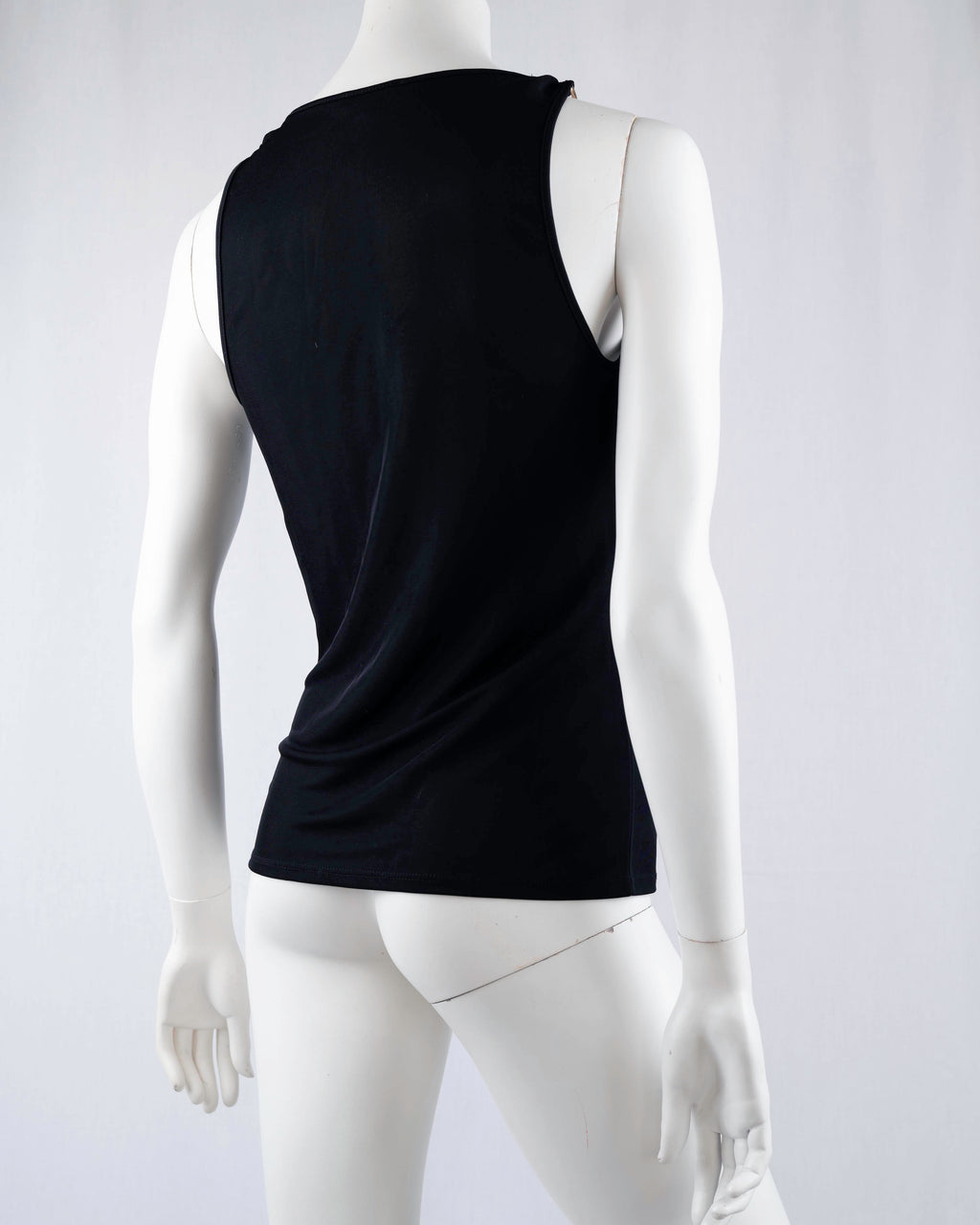 Morgan de Toi Black Cowl-Neck Gold Hardware Camisole Top